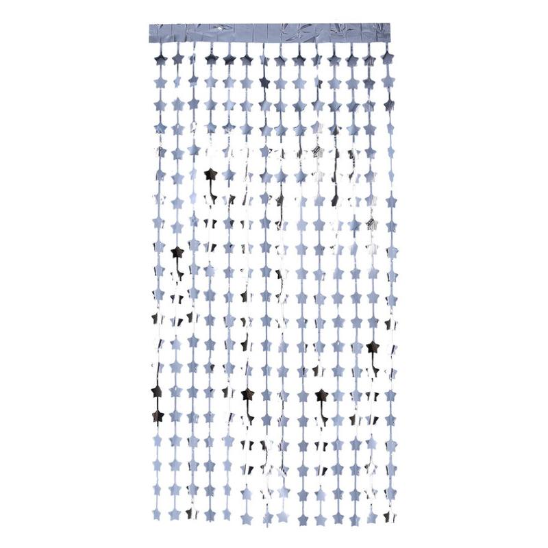 Stjerne Backdrop Sølv - 1 stk (91 x 244 cm) | Sølv tema Forhæng - Temashop