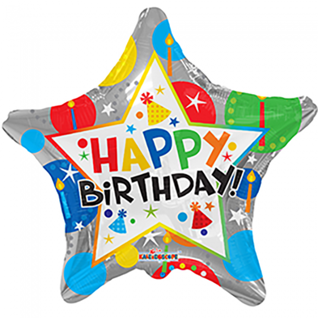 Stjerne Happy Birthday Folieballon - 1 stk (46 cm) | Fødselsdag Folieballoner - Temashop