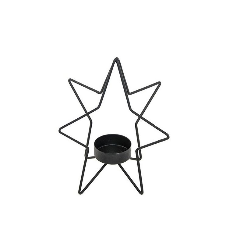 Stjerne Metal Fyrfadsstage - 1 stk (15 x 15 x 15,5 cm) - Temashop