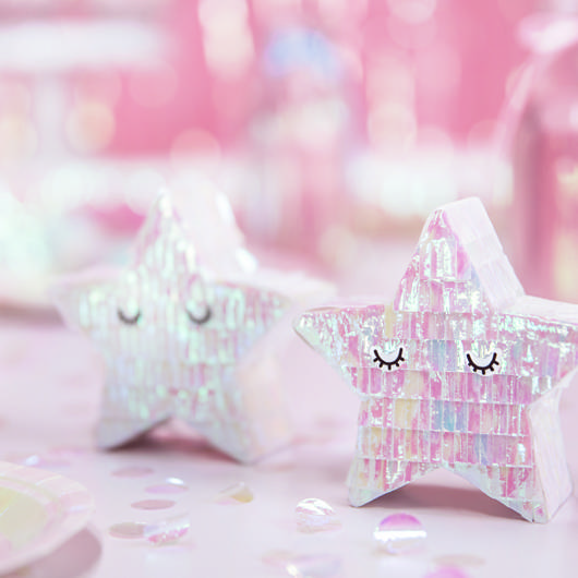 Stjerne Piñata Iriserende - 1 stk (10,5 x 9,5 x 3,5 cm) - Temashop