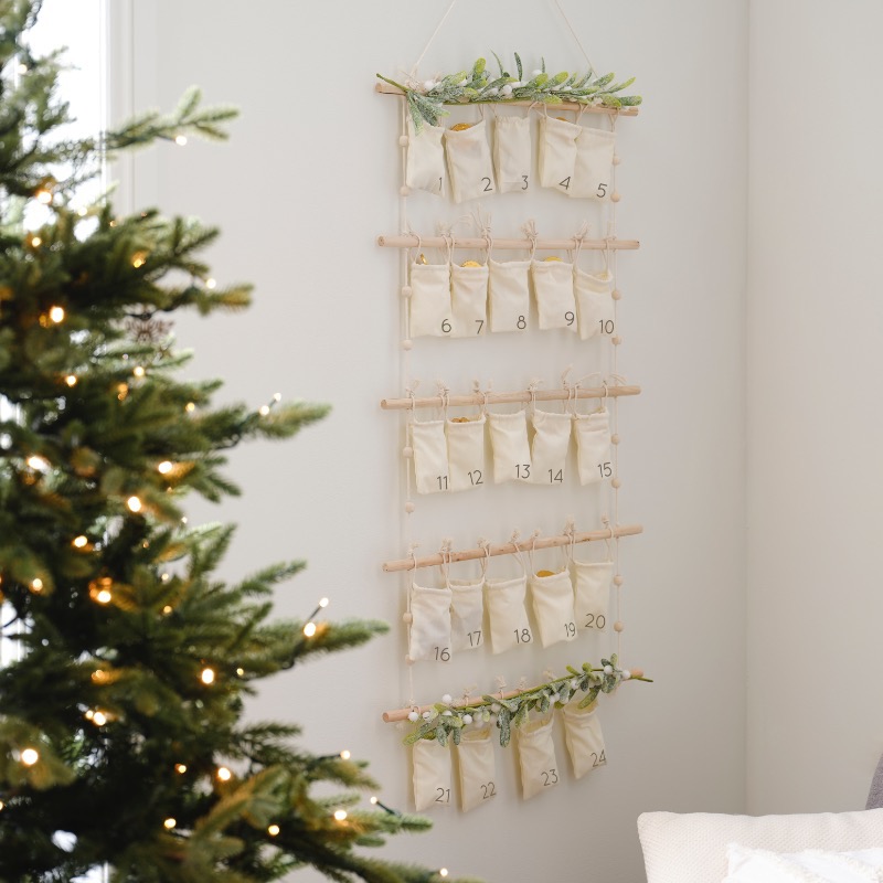 Stofpose Julekalender - 47 dele | Julekalender Julekalendere - Temashop