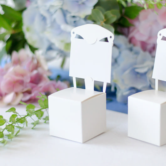 Stoleformet Bryllupsæsker Hvid - 10 stk (5 cm) | Bryllup Æsker - Temashop