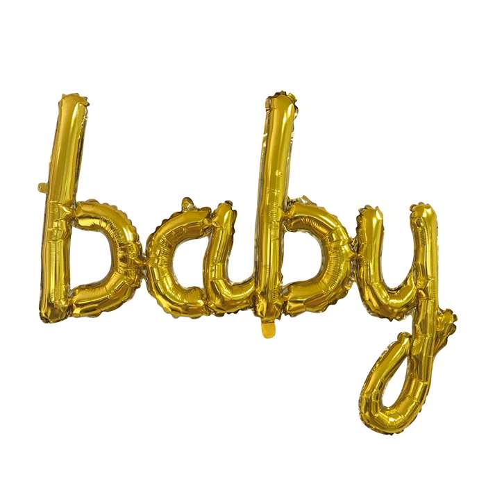 Stor Baby Folieballon Guld - 1 stk (119 cm) | Babyshower Folieballoner - Temashop