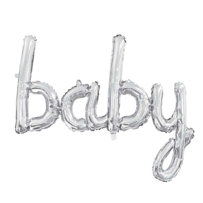 Stor Baby Folieballon Sølv - 1 stk (119 cm) | Babyshower Folieballoner - Temashop