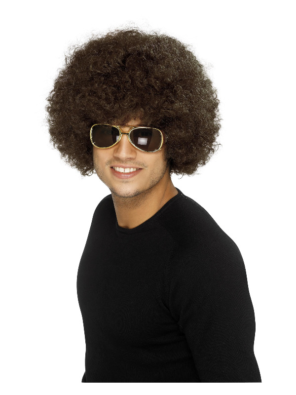 Stor Funky 70'er Afroparyk Brun | 70'erne Disco Paryk - Hovedtilbehør - Temashop