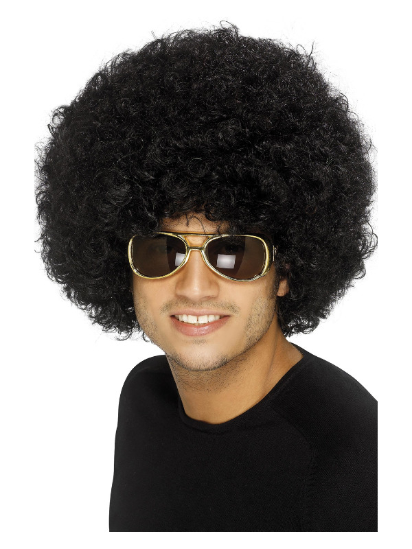 Stor Funky 70'er Afroparyk Sort | 70'erne Disco Paryk - Hovedtilbehør - Temashop