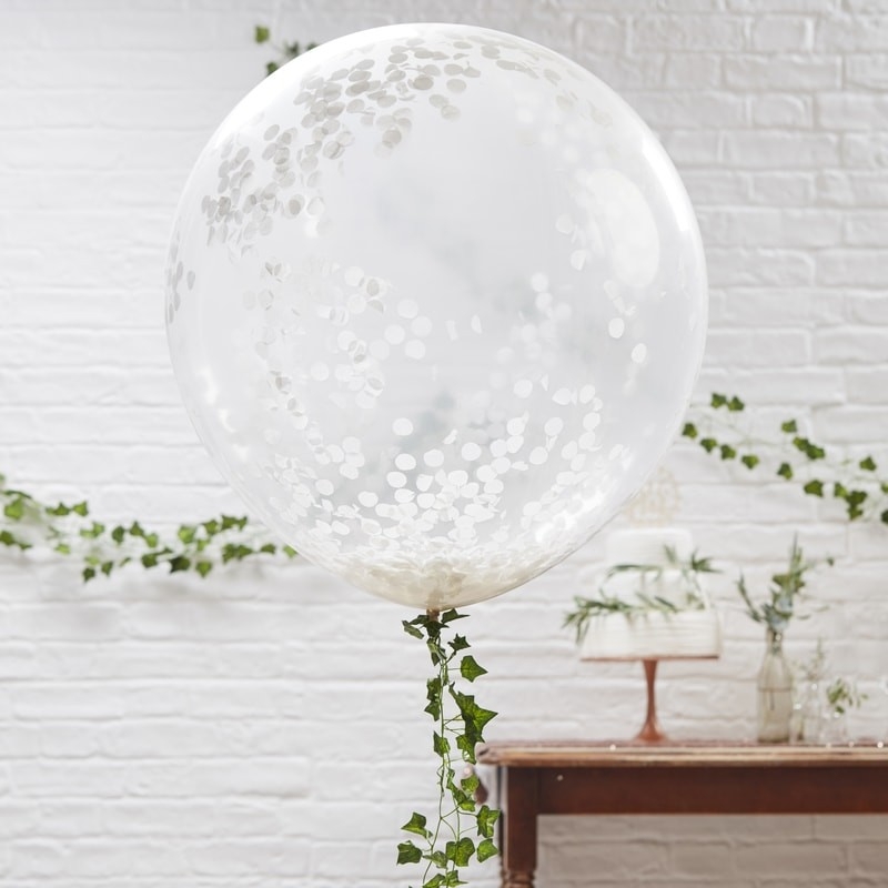 Store Hvid Konfetti Balloner - 3 stk (91 cm) - Temashop