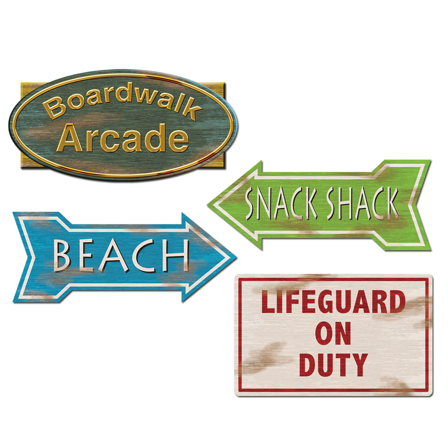 Strandskilte Udskæringer - 4 stk (36 cm) | Hawaii Cutouts - Temashop
