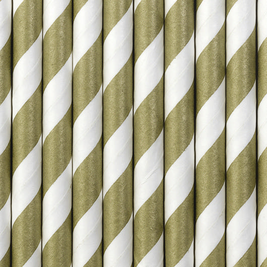 Stribede Papirsugerør Guld