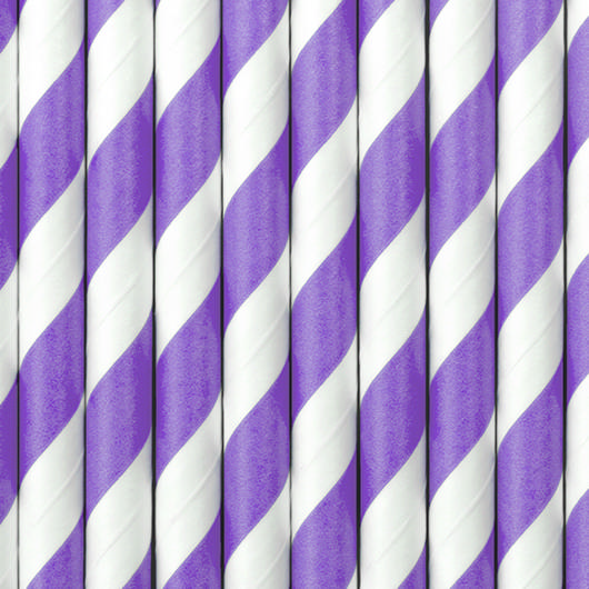 Stribede Papirsugerør Lilla