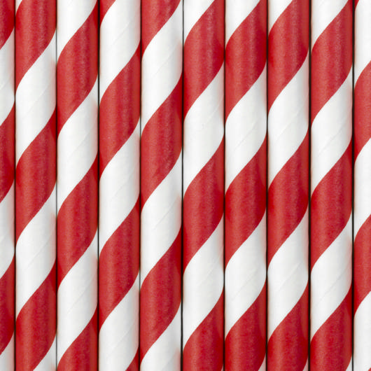 Stribede Papirsugerør Rød