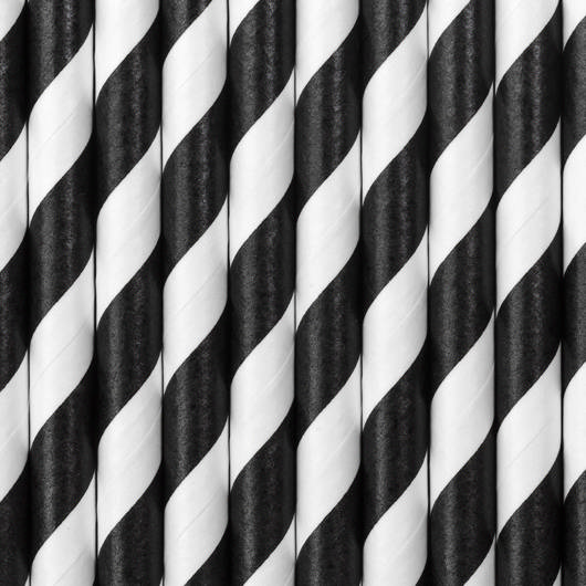 Stribede Papirsugerør Sort