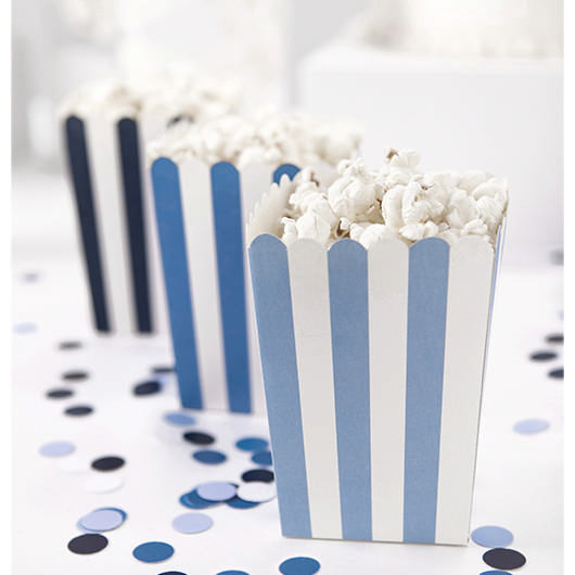 Stribede Popcornbægre Blå - 6 stk (7 x 12,5 cm) - Temashop