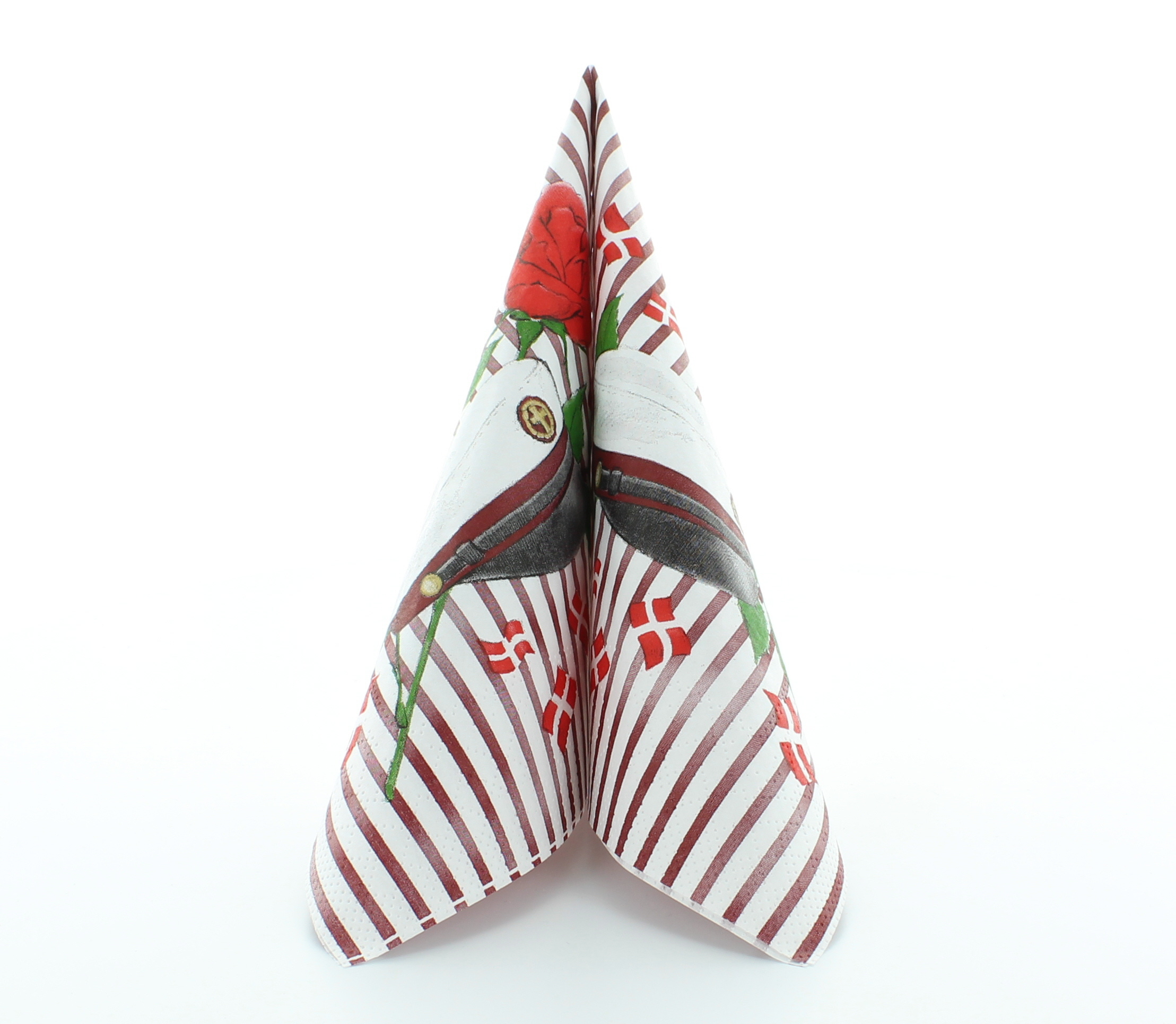 Stribet Student Servietter Rød - 20 stk (33 x 33 cm) | Studerende Servietter - Temashop