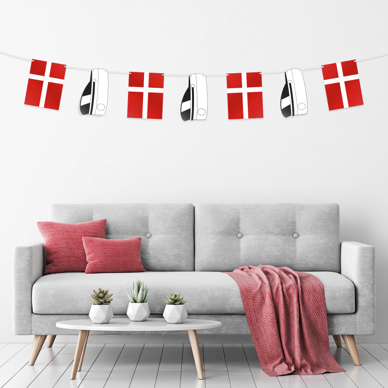 Student Flagguirlande Hvid - 1 stk (3 m) | Studerende Guirlander - Temashop