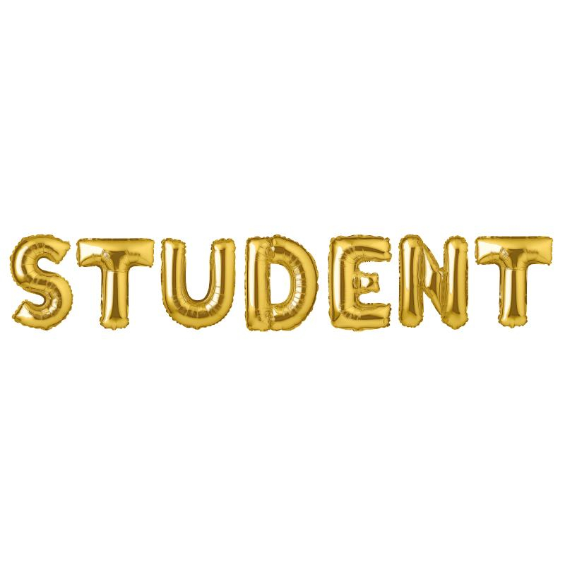 Student Folieballoner Guld - 7 stk (40 cm) | Studerende Folieballoner tal / bogstav - Temashop