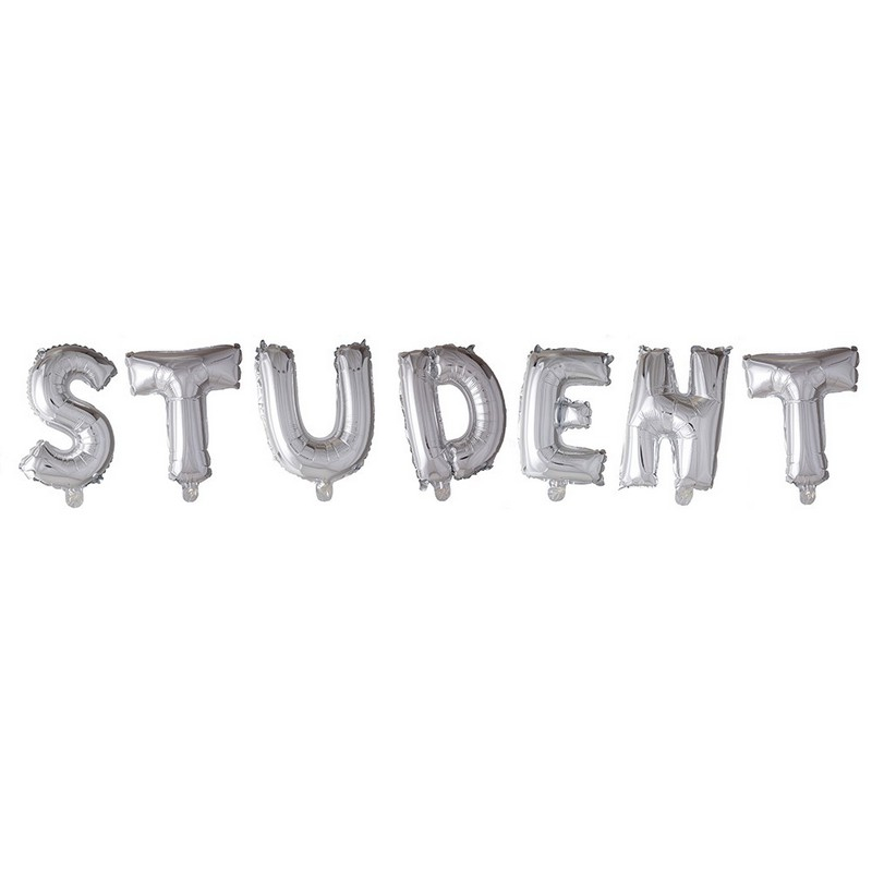 Student Folieballoner Sølv - 7 stk (40 cm) | Studerende Folieballoner tal / bogstav - Temashop