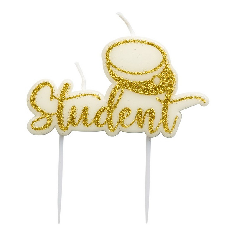 Student Kagelys Guld - 1 stk | Studerende Kagelys - Temashop