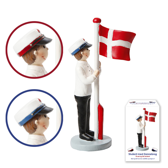 Student Med Dannebrog Dreng Blå/Rød