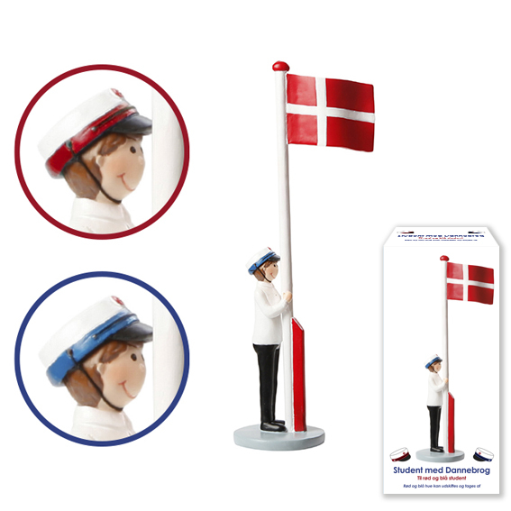 Student Med Dannebrog Dreng Blå/Rød