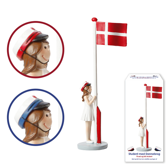 Student Med Dannebrog Pige Blå/Rød