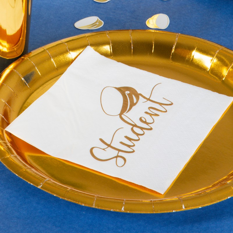 Student Servietter Guld - 16 stk (33 x 33 cm) | Studerende Servietter - Temashop