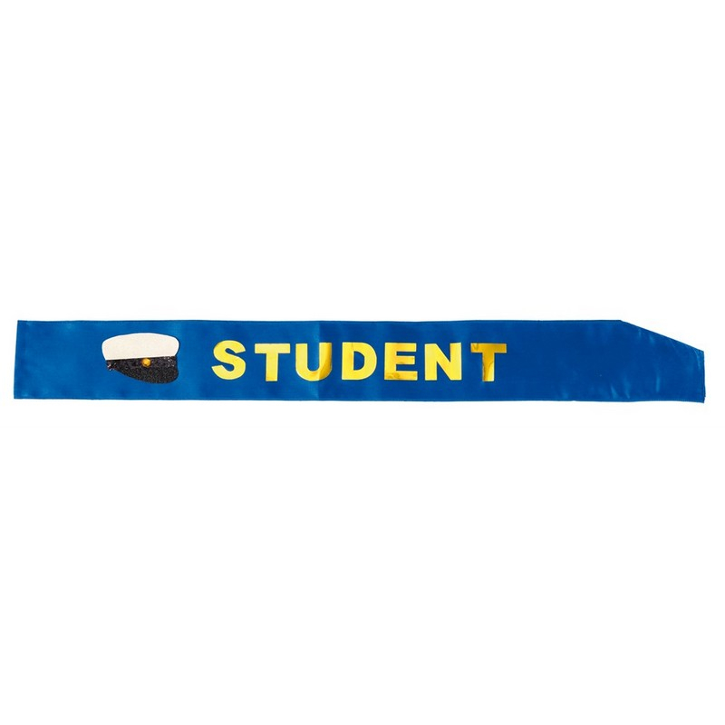 Student Skråbånd Blå/Guld - 1 stk | Studerende Skråbånd - Temashop