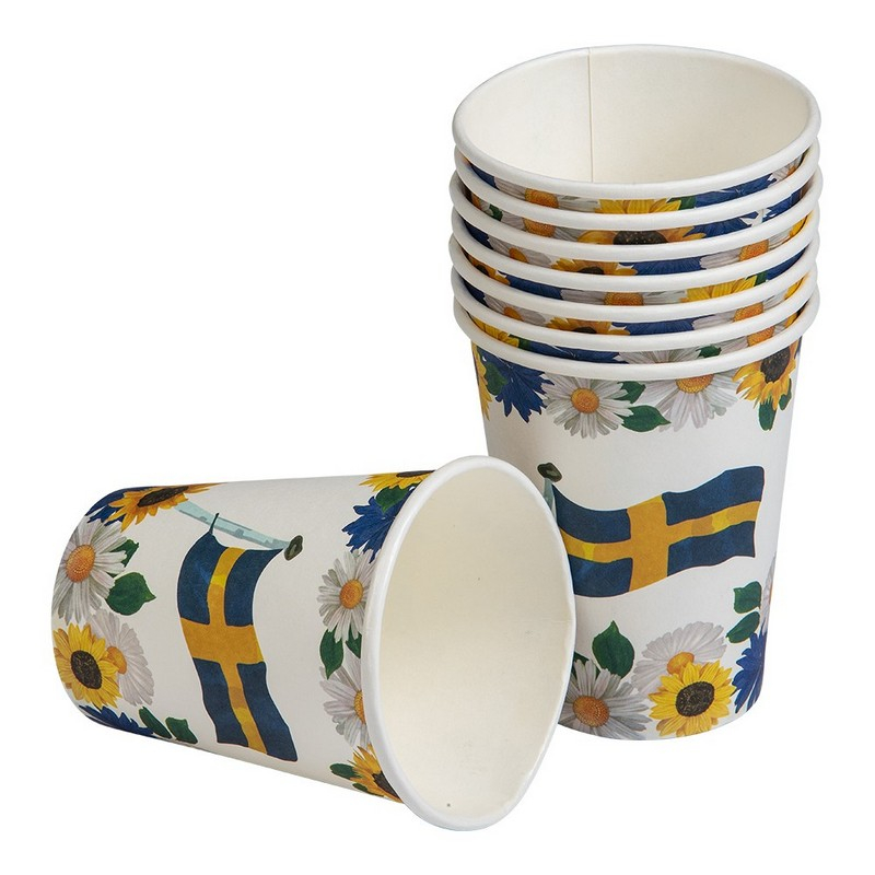 Sverige Papkrus - 8 stk (13 cm) | Sverige Krus - Temashop