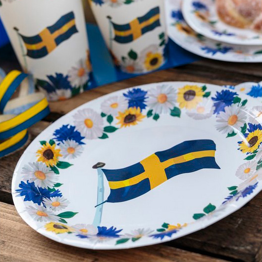 Sverige Paptallerkener - 8 stk | Sverige Tallerkner - Temashop
