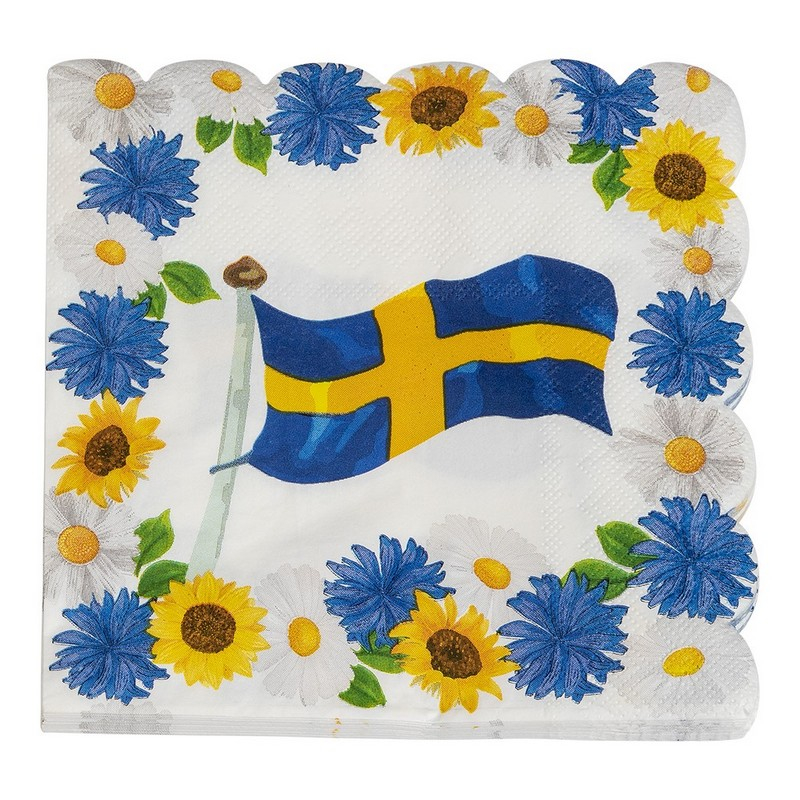 Sverige Servietter - 16 stk (25 x 25 cm) | Sverige Servietter - Temashop