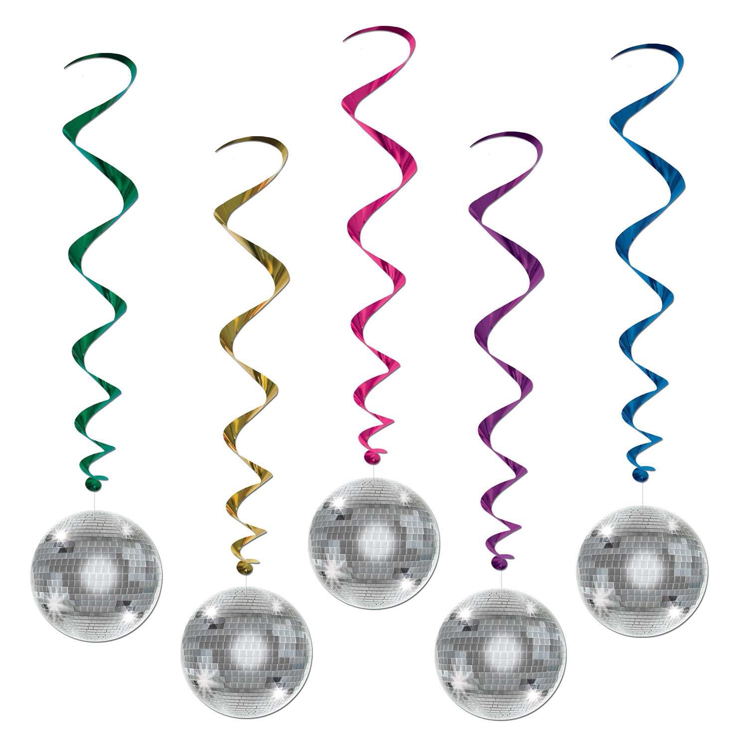 Swirls Disco - 5 stk (97 cm) | 70'erne Disco Spiraler/string - Temashop
