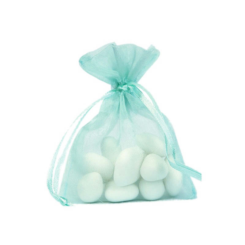 Satinbånd Organzaposer Mintgrøn - 10 stk (7,5 x 10 cm) | Mint Tema Stofposer - Temashop