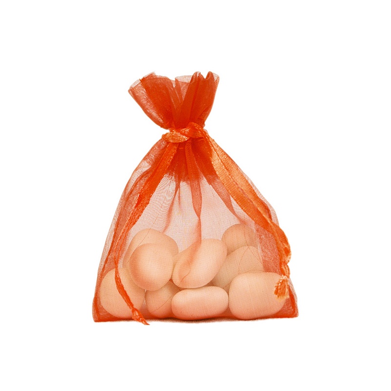 Satinbånd Organzaposer Orange - 10 stk (7,5 x 10 cm) | Orange tema Stofposer - Temashop
