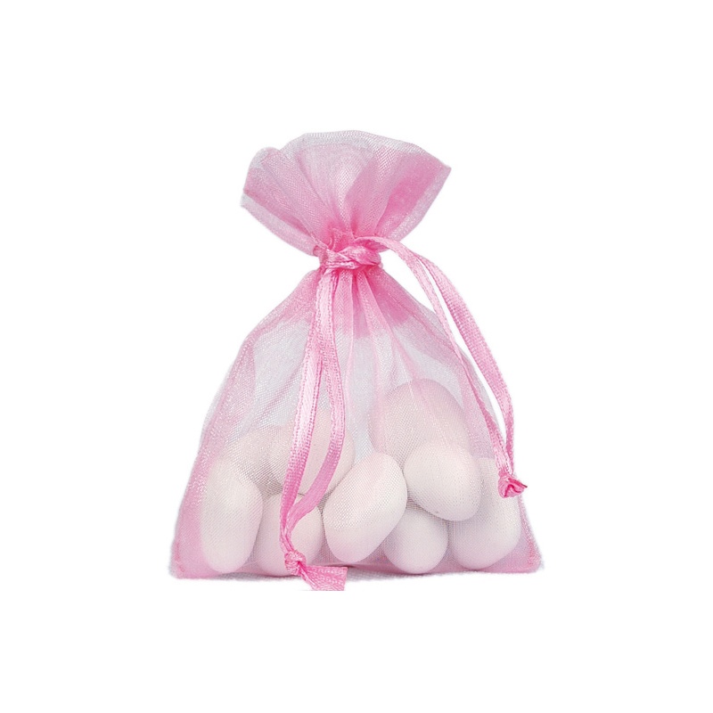 Satinbånd Organzaposer Lyserød - 10 stk (7,5 x 10 cm) | Pink tema Stofposer - Temashop