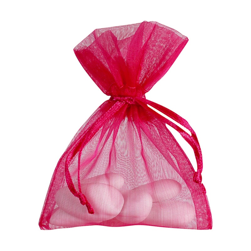 Satinbånd Organzaposer Pink - 10 stk (7,5 x 10 cm) | Pink tema Stofposer - Temashop