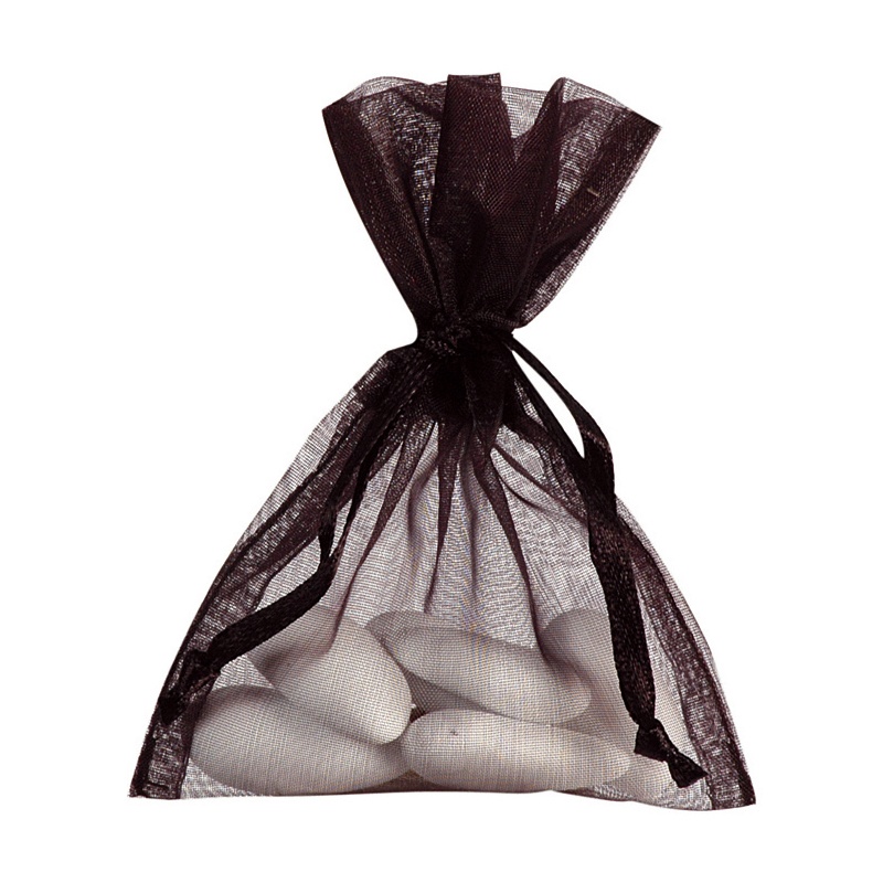 Satinbånd Organzaposer Sort - 10 stk (7,5 x 10 cm) | Sort tema Stofposer - Temashop