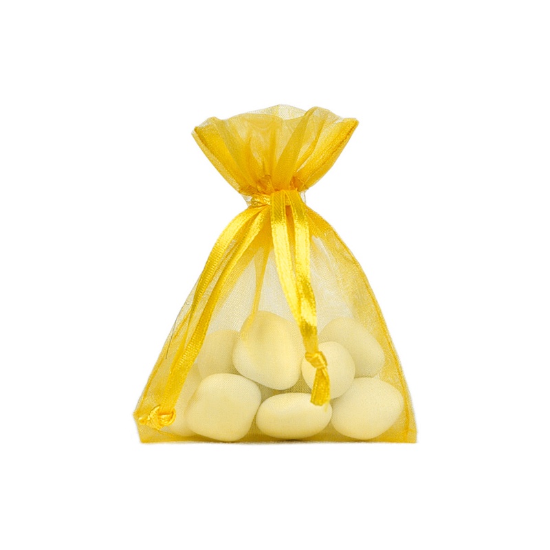 Satinbånd Organzaposer Gul - 10 stk (7,5 x 10 cm) | Gul tema Stofposer - Temashop