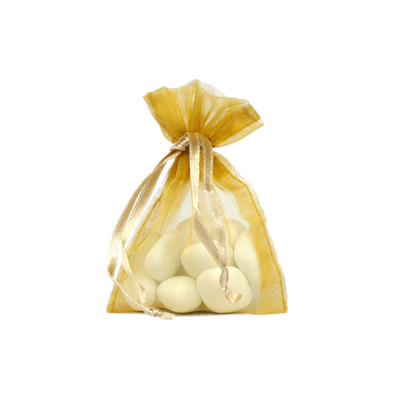 Satinbånd Organzaposer Guld - 10 stk (7,5 x 10 cm) | Guld tema Stofposer - Temashop