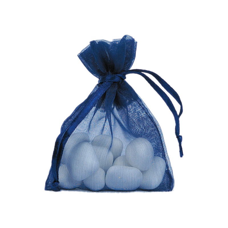 Satinbånd Organzaposer Mørkeblå - 10 stk (7,5 x 10 cm) | Blåt tema Stofposer - Temashop