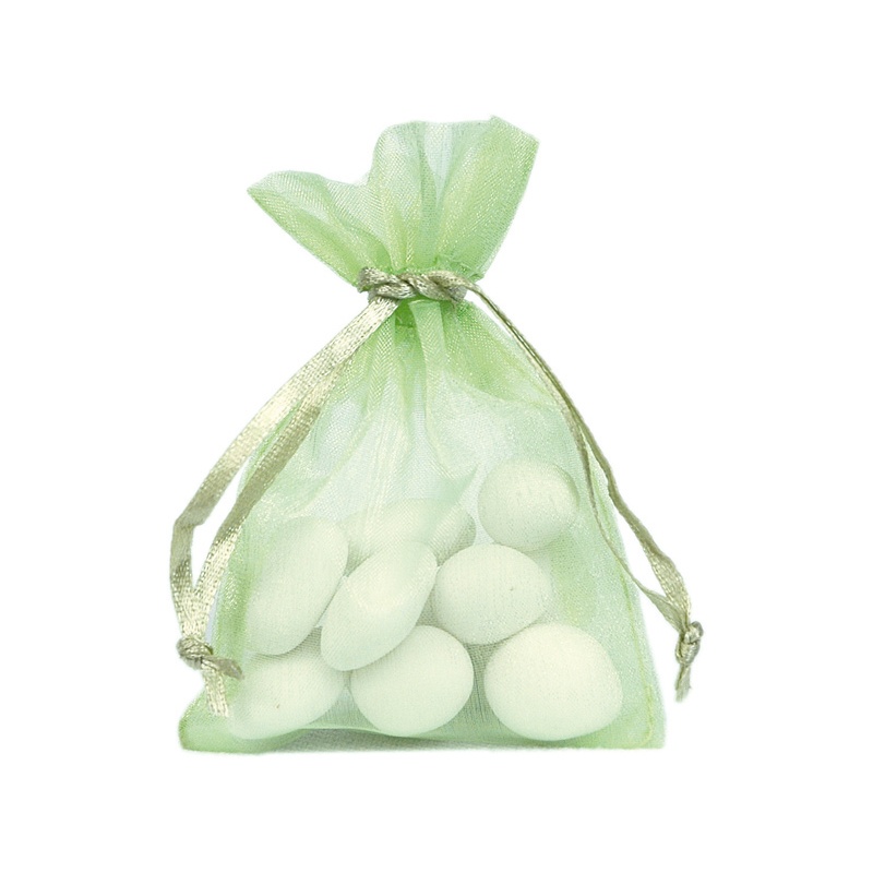 Satinbånd Organzaposer Lysegrøn - 10 stk (7,5 x 10 cm) | Grønt tema Stofposer - Temashop