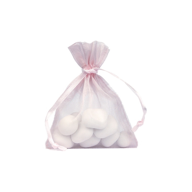 Satinbånd Organzaposer Sart Lyserød - 10 stk (7,5 x 10 cm) | Lyserødt Tema Stofposer - Temashop