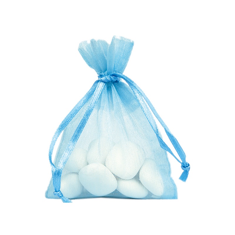 Satinbånd Organzaposer Lyseblå - 10 stk (7,5 x 10 cm) | Blåt tema Stofposer - Temashop