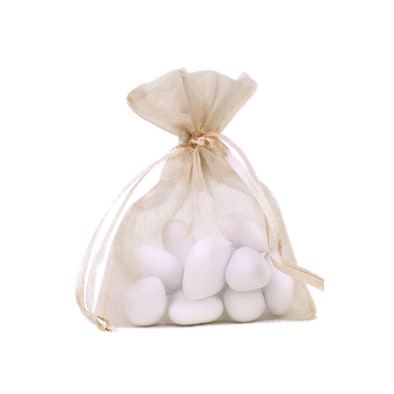 Satinbånd Organzaposer Beige - 10 stk (7,5 x 10 cm) - Temashop