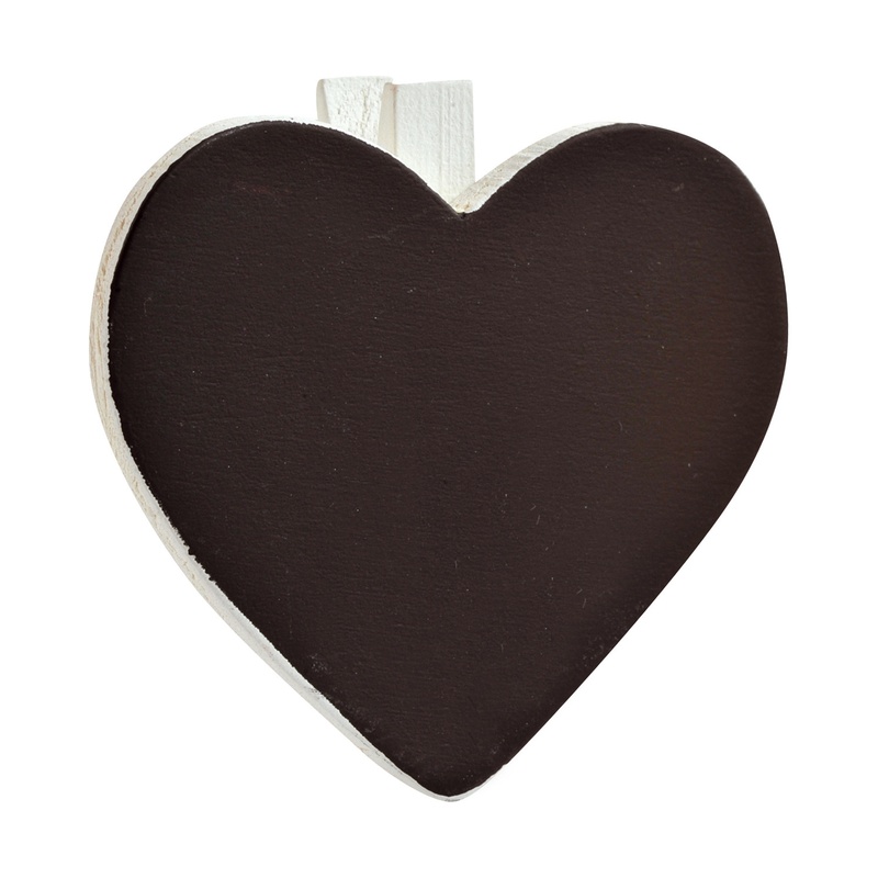 Mini Hjerte Træklemme Bordkort Hvid - 6 stk (5 x 4 cm) | Kærlighed Bordnumre / bordkort / holdere - Temashop