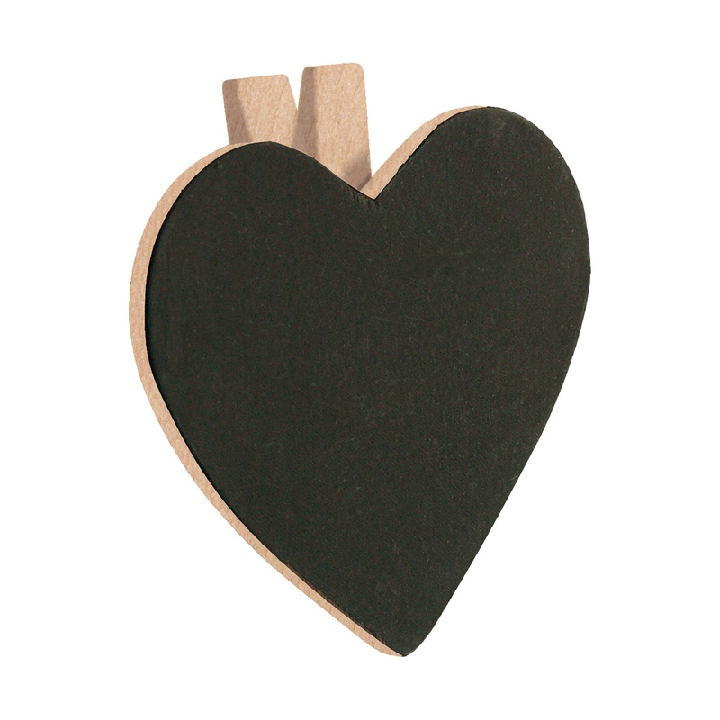 Mini Hjerte Træklemme Bordkort Natur - 6 stk (5 x 4 cm) | Kærlighed Bordnumre / bordkort / holdere - Temashop