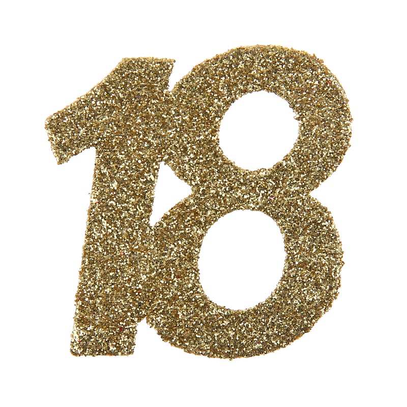 18 Års Bordtal Guld - 6 stk (6,5 x 7,5 cm) | 18 år Centerpieces - Temashop