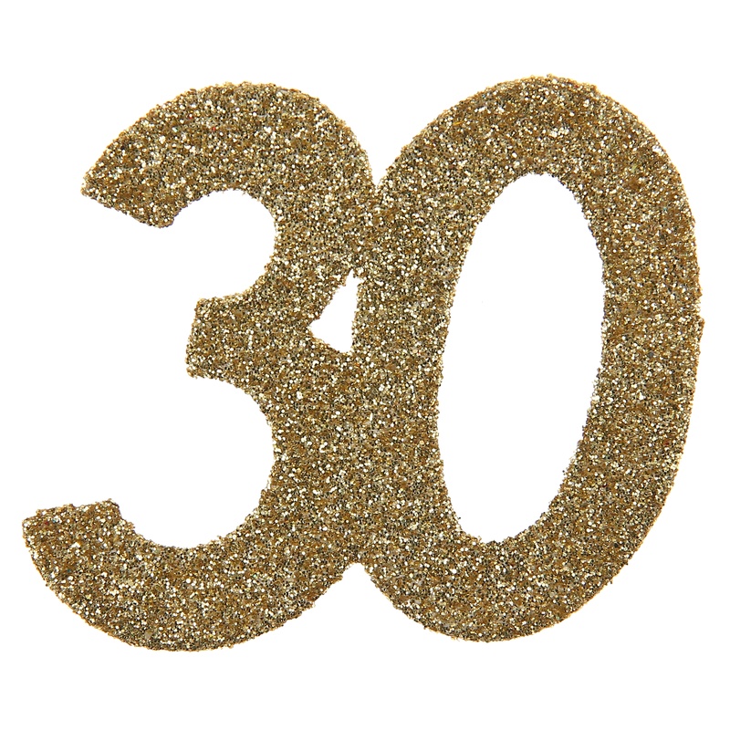 30 Års Bordtal Guld - 6 stk (6,5 x 7,5 cm) | 30 år Centerpieces - Temashop