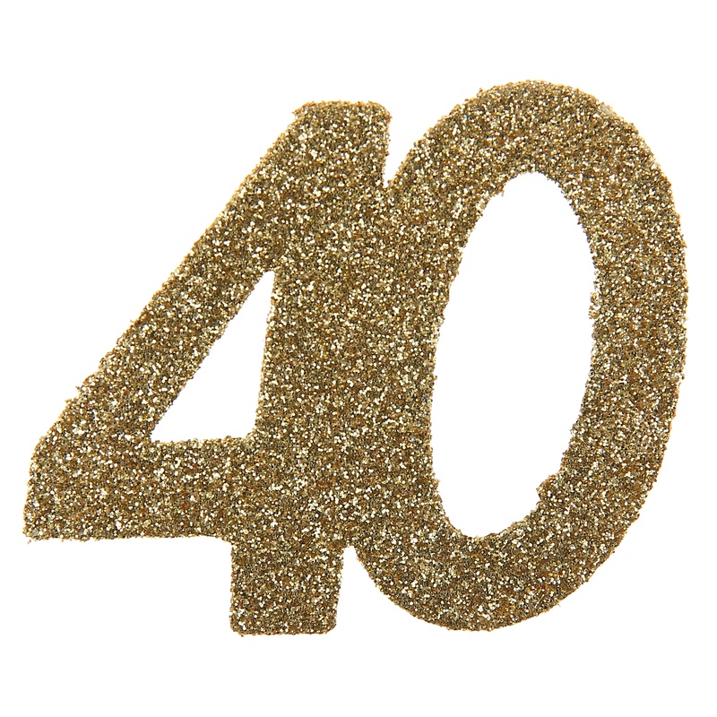 40 Års Bordtal Guld - 6 stk (6,5 x 7,5 cm) | 40 år Centerpieces - Temashop