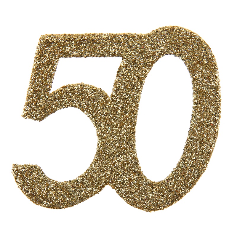 50 Års Bordtal Guld - 6 stk (6,5 x 7,5 cm) | 50 år Centerpieces - Temashop