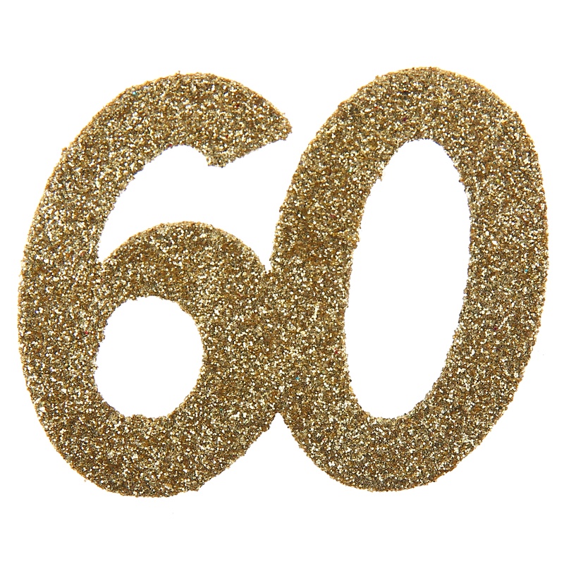 60 Års Bordtal Guld - 6 stk (6,5 x 7,5 cm) | 60 år Centerpieces - Temashop